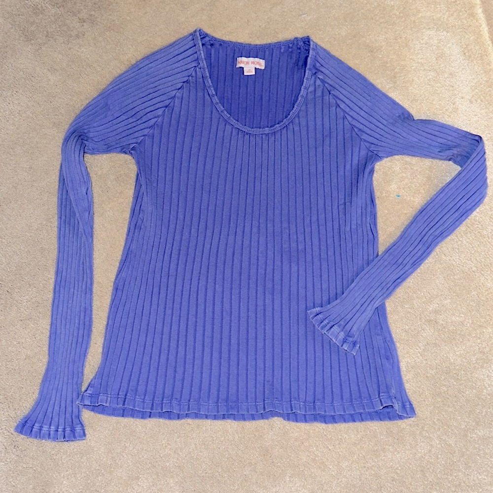 Knox Rose long sleeve blue ribbed top Medium ladies NWOT